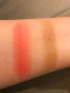 Swatches of Bahama Mama Bronzer and Manna Kadar Blush